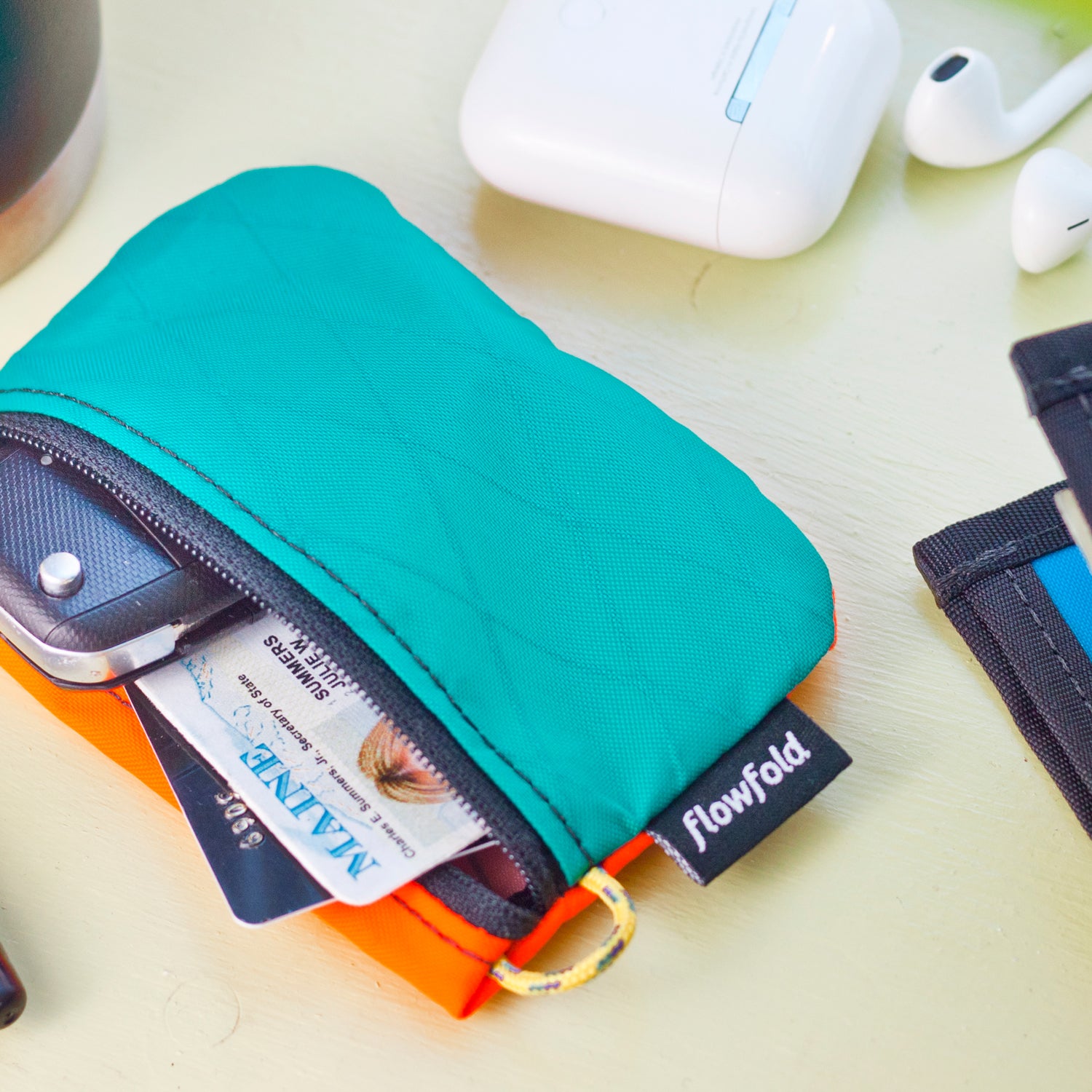Flowfold Essentialist - Mini Pouch, AirPods Case & ID Case Wallet Classics: Jet Black
